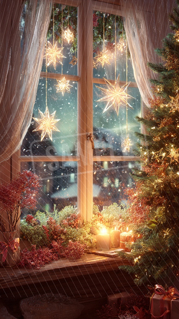 【11・12月限定】Holy Lights – Home Edition|聖夜を照らす灯りのスマホ壁紙03 Silent Snow|静かな雪の夜