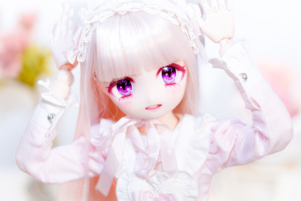 DDH-22 カスタムヘッド セミホワイト肌 おまけアイ2点 ソフビ盛り 難あり 開口 あまあま地雷ちゃん