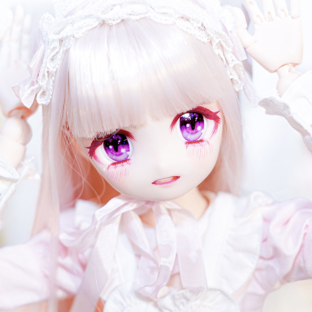 DDH-22 カスタムヘッド セミホワイト肌 おまけアイ2点 ソフビ盛り 難あり 開口 あまあま地雷ちゃん