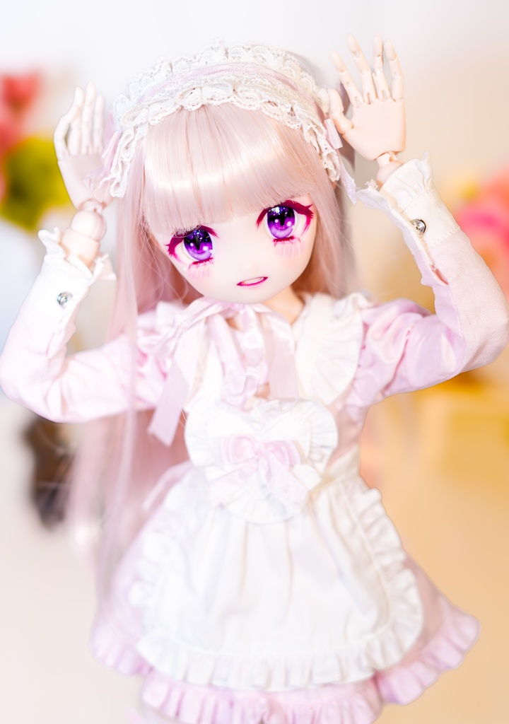 DDH-22 カスタムヘッド セミホワイト肌 おまけアイ2点 ソフビ盛り 難あり 開口 あまあま地雷ちゃん