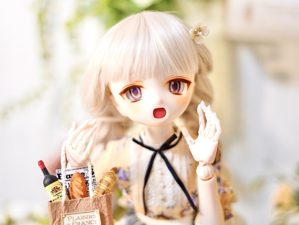 【展示】DDH01 カスタムヘッド セミホワイト肌 おまけアイ MDD ドルフィードリーム ソフビ盛り 開口 ほわほわ笑顔ちゃん