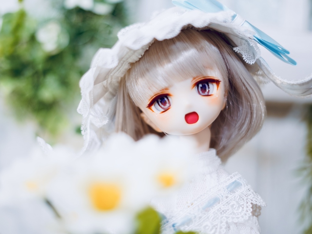 【展示】DDH01 カスタムヘッド セミホワイト肌 おまけアイ MDD ドルフィードリーム ソフビ盛り 開口 ほわほわ笑顔ちゃん