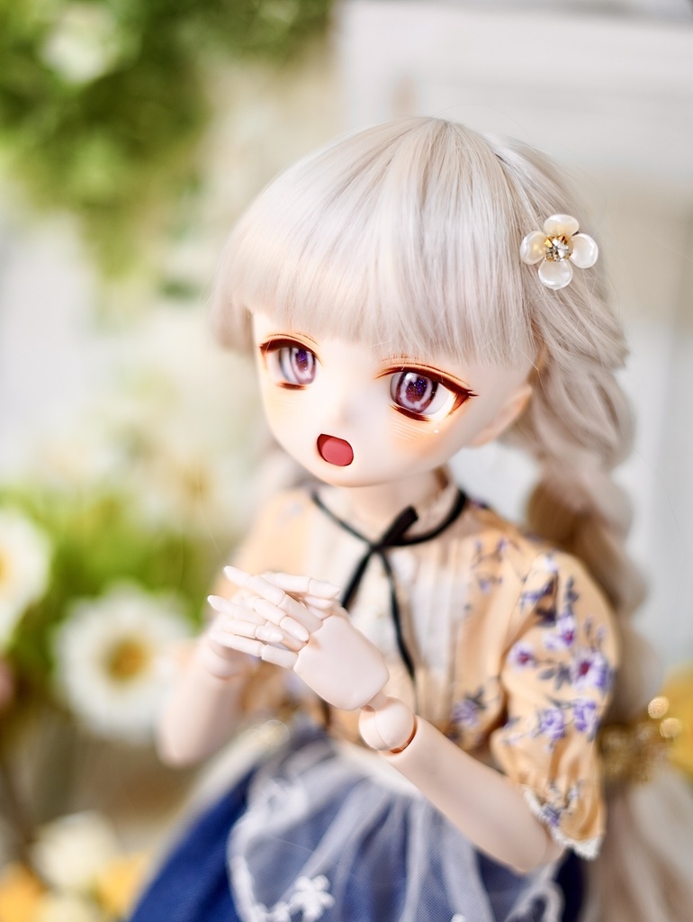 【展示】DDH01 カスタムヘッド セミホワイト肌 おまけアイ MDD ドルフィードリーム ソフビ盛り 開口 ほわほわ笑顔ちゃん