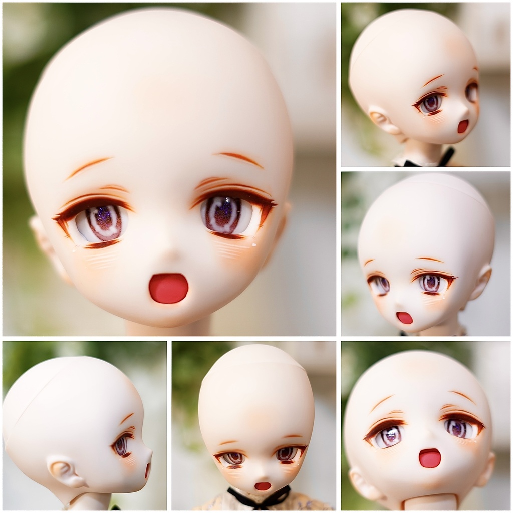 【展示】DDH01 カスタムヘッド セミホワイト肌 おまけアイ MDD ドルフィードリーム ソフビ盛り 開口 ほわほわ笑顔ちゃん
