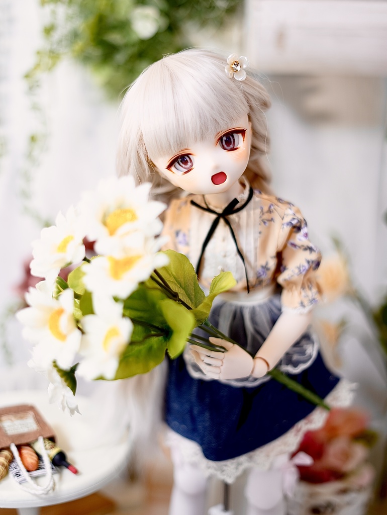 【展示】DDH01 カスタムヘッド セミホワイト肌 おまけアイ MDD ドルフィードリーム ソフビ盛り 開口 ほわほわ笑顔ちゃん