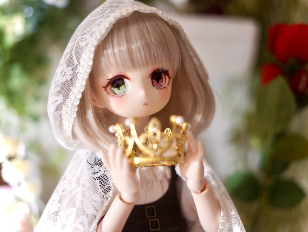 【展示】imomodoll maru 1/4 カスタムヘッド ホワイト肌 アイ2種 やや難あり オッドアイ ぽや顔 丸顔