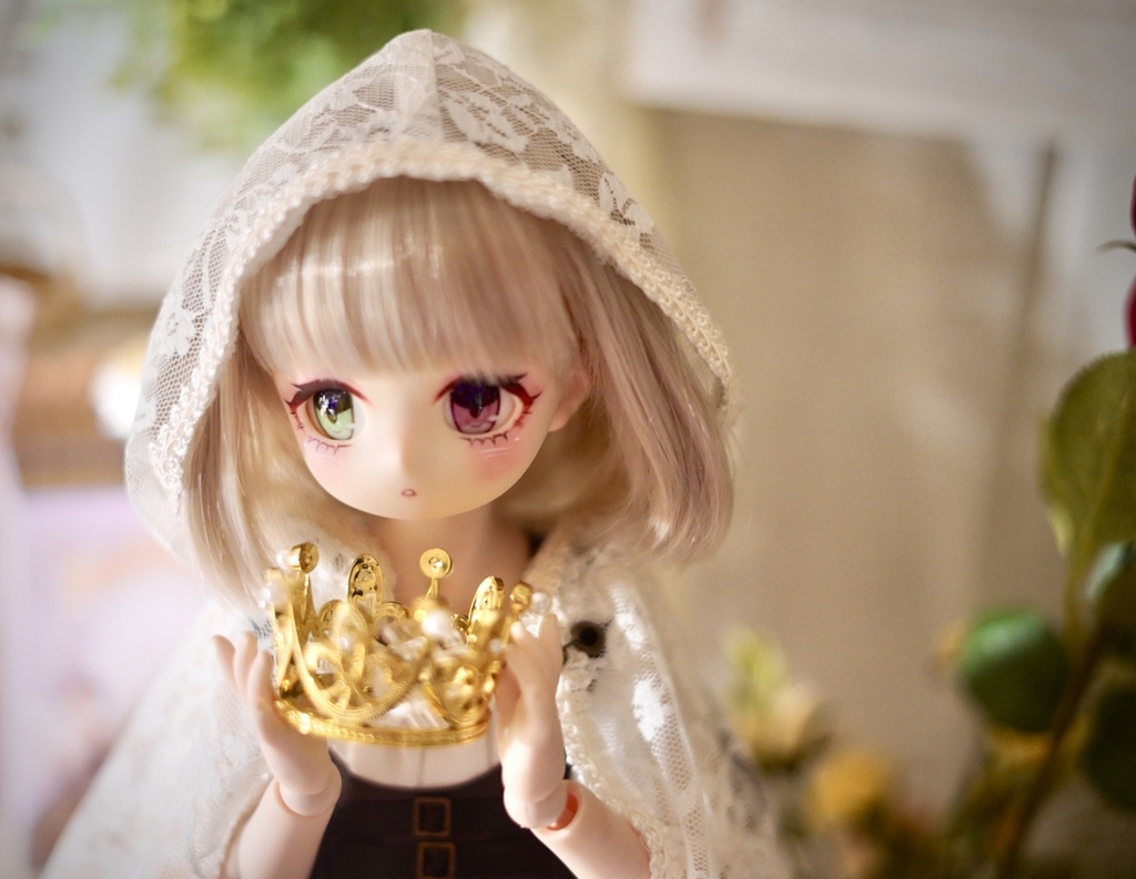 【展示】imomodoll maru 1/4 カスタムヘッド ホワイト肌 アイ2種 やや難あり オッドアイ ぽや顔 丸顔