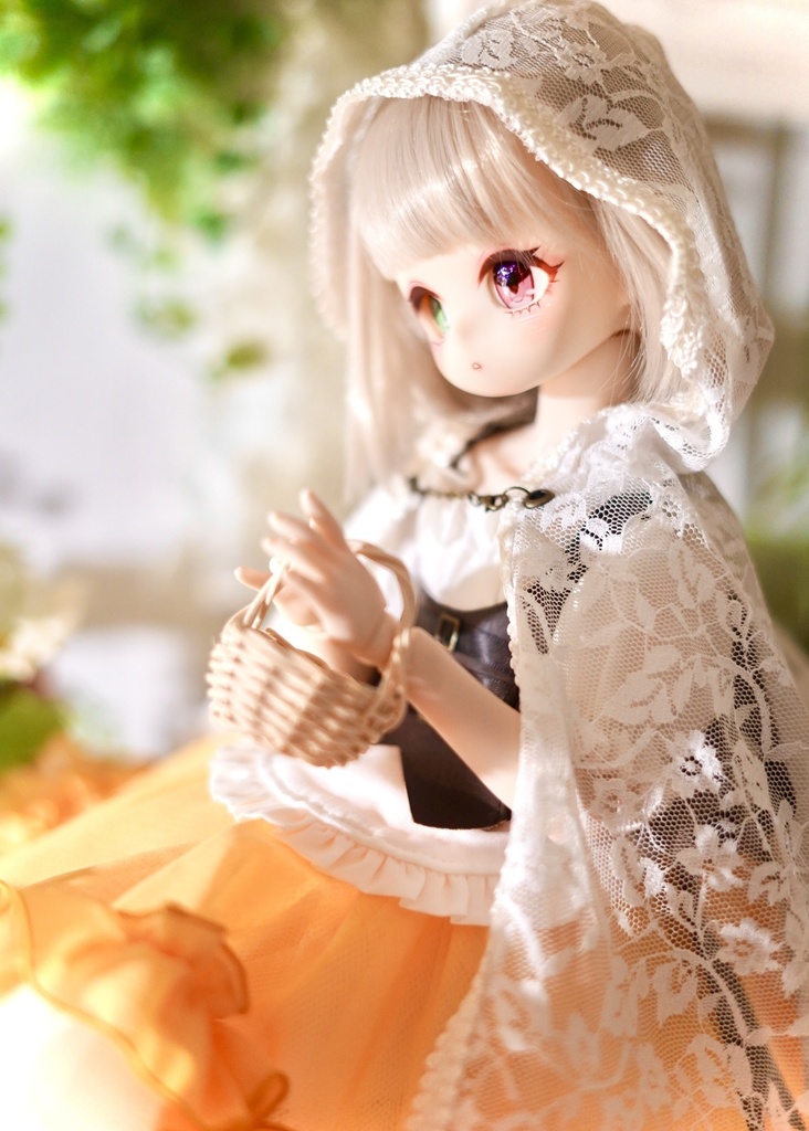 【展示】imomodoll maru 1/4 カスタムヘッド ホワイト肌 アイ2種 やや難あり オッドアイ ぽや顔 丸顔