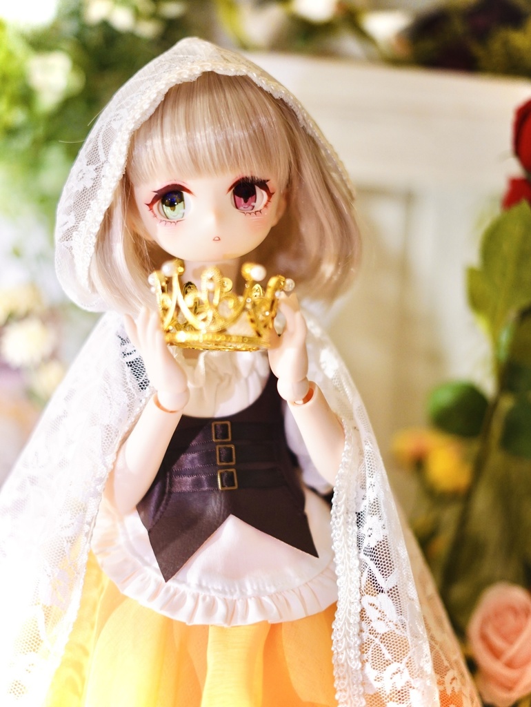 【展示】imomodoll maru 1/4 カスタムヘッド ホワイト肌 アイ2種 やや難あり オッドアイ ぽや顔 丸顔
