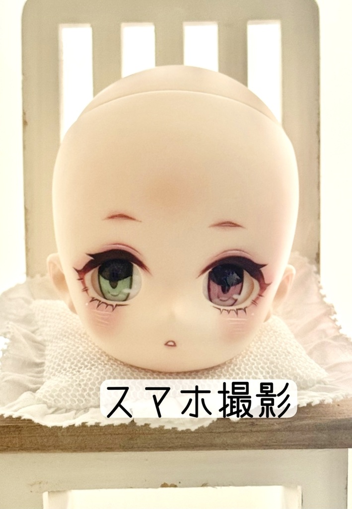 【展示】imomodoll maru 1/4 カスタムヘッド ホワイト肌 アイ2種 やや難あり オッドアイ ぽや顔 丸顔