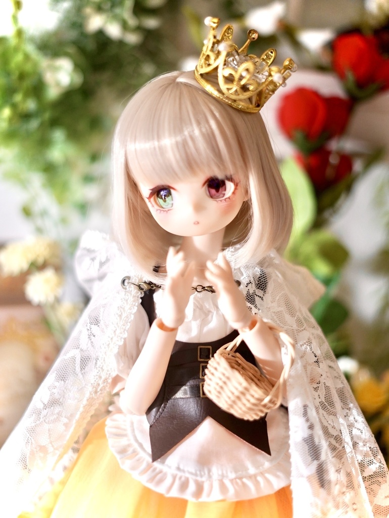 【展示】imomodoll maru 1/4 カスタムヘッド ホワイト肌 アイ2種 やや難あり オッドアイ ぽや顔 丸顔