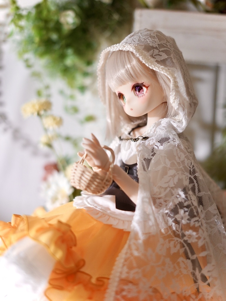 【展示】imomodoll maru 1/4 カスタムヘッド ホワイト肌 アイ2種 やや難あり オッドアイ ぽや顔 丸顔
