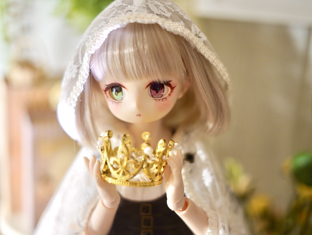 【展示】imomodoll maru 1/4 カスタムヘッド ホワイト肌 アイ2種 やや難あり オッドアイ ぽや顔 丸顔