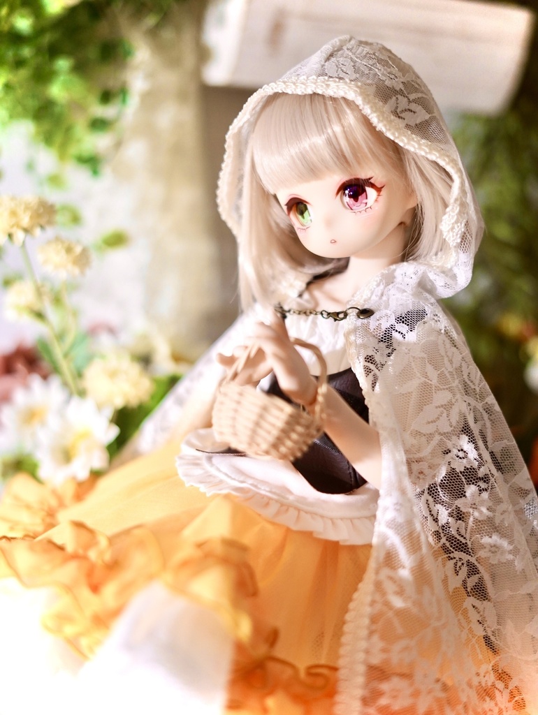 【展示】imomodoll maru 1/4 カスタムヘッド ホワイト肌 アイ2種 やや難あり オッドアイ ぽや顔 丸顔