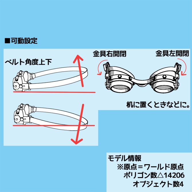 【クリスタ用3D素材】スチームパンクゴーグル ♦デッサン人形合わせのサイズ♦