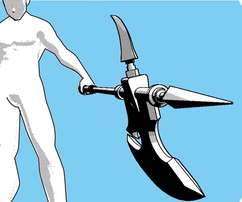 【クリスタ3D素材】バトルアックス battle axe