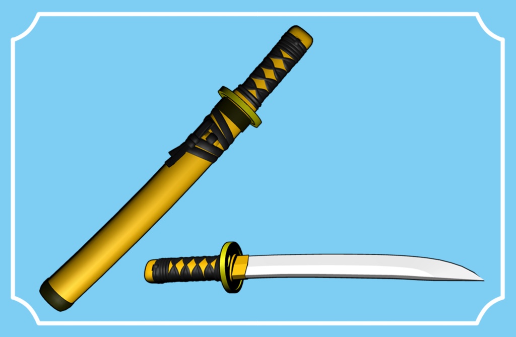 【クリスタ3D素材】日本刀・短刀のセット katana