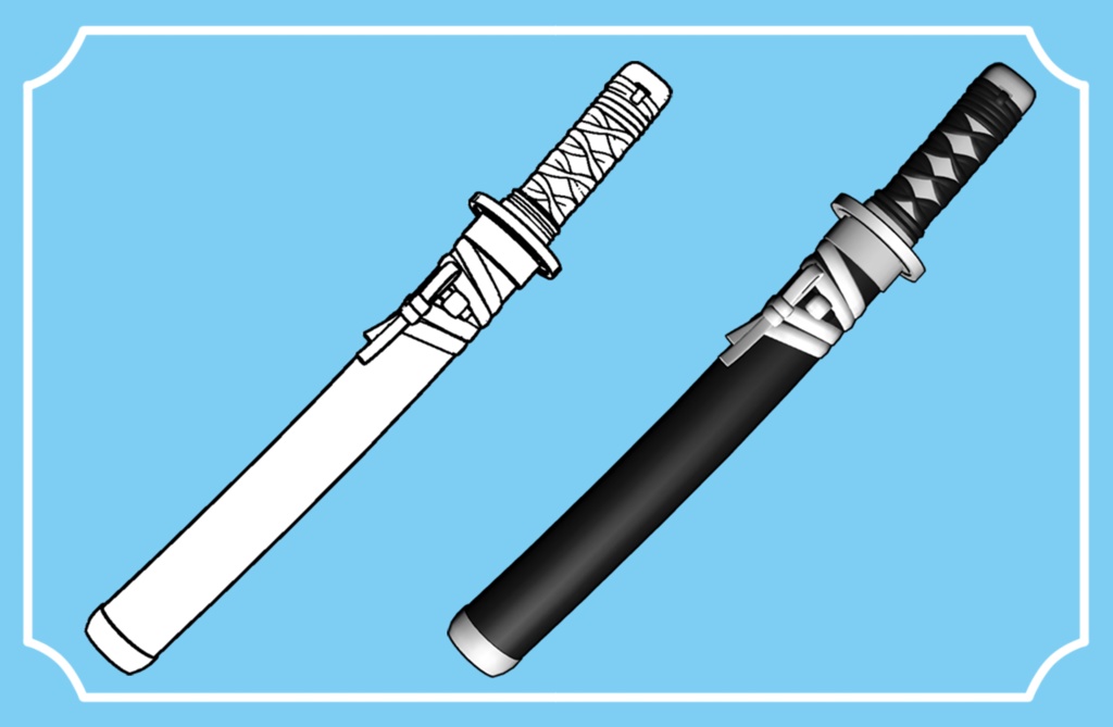 【クリスタ3D素材】日本刀・短刀のセット katana