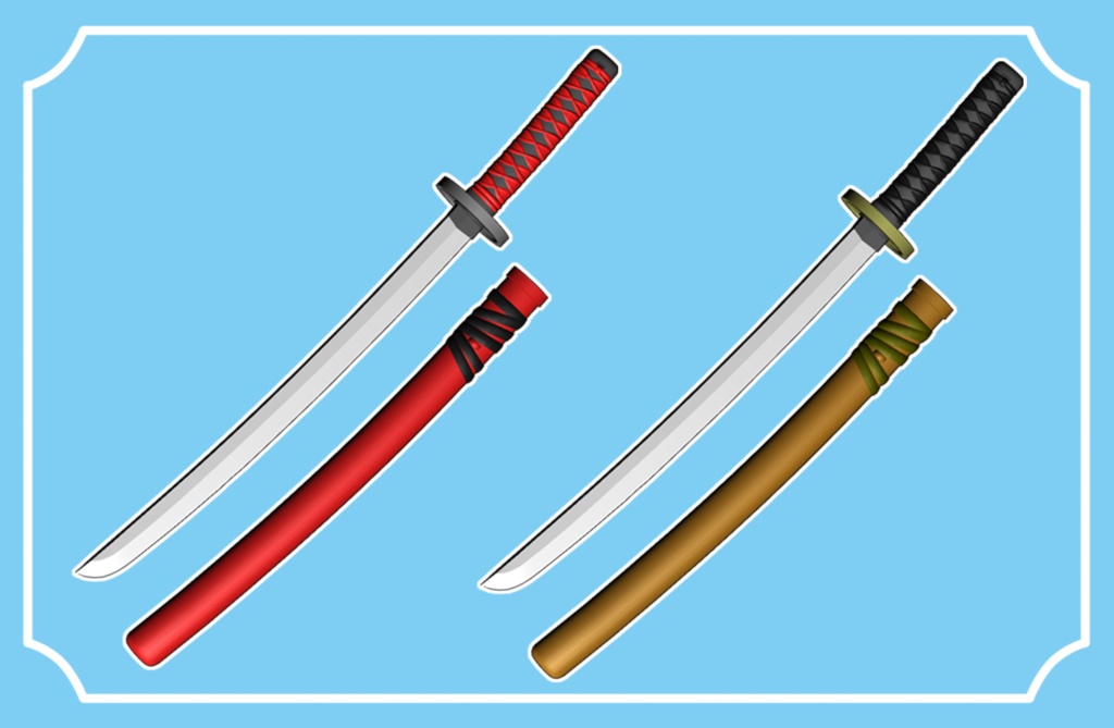 【クリスタ3D素材】日本刀・短刀のセット katana