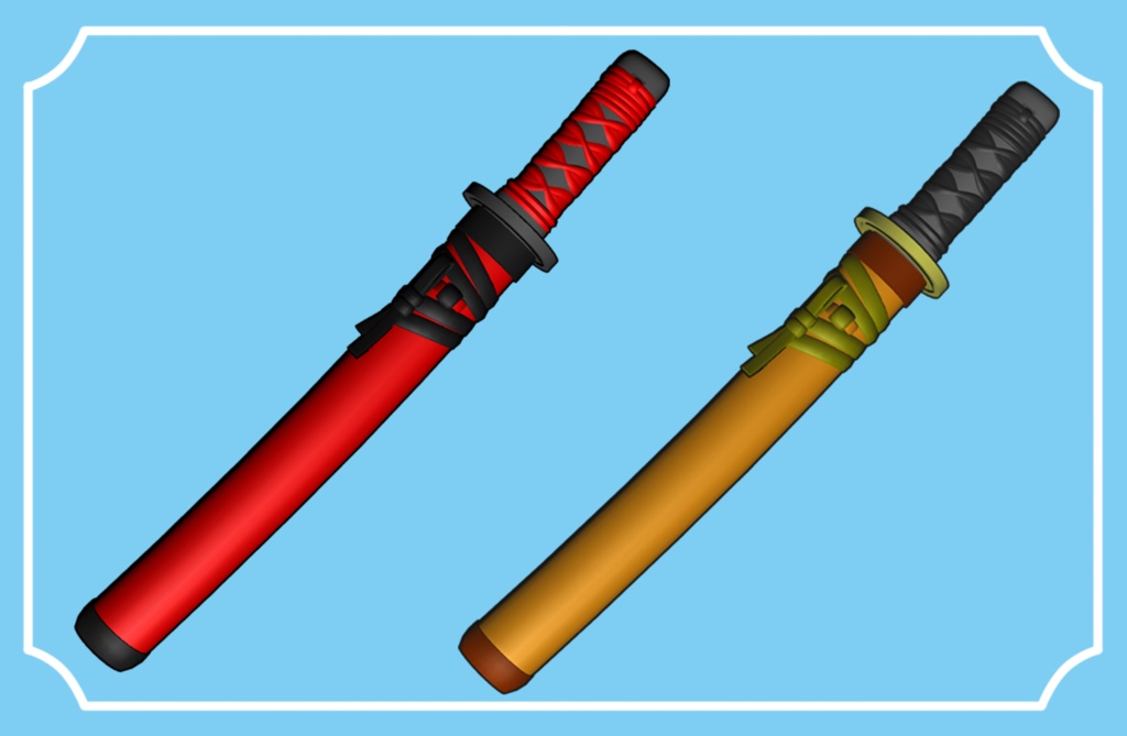 【クリスタ3D素材】日本刀・短刀のセット katana