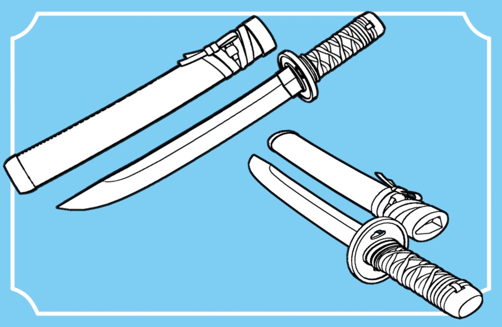 【クリスタ3D素材】日本刀・短刀のセット katana