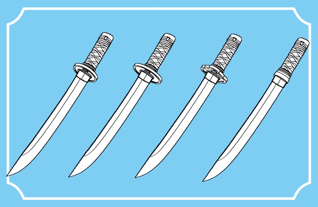 【クリスタ3D素材】日本刀・短刀のセット katana