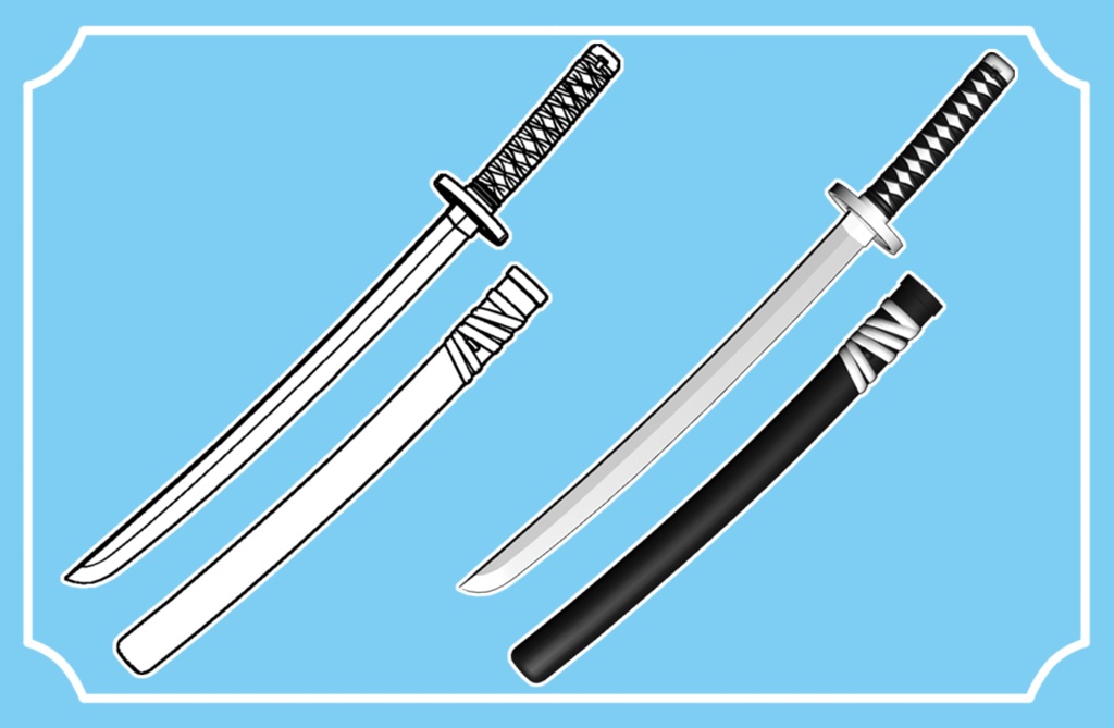 【クリスタ3D素材】日本刀・短刀のセット katana