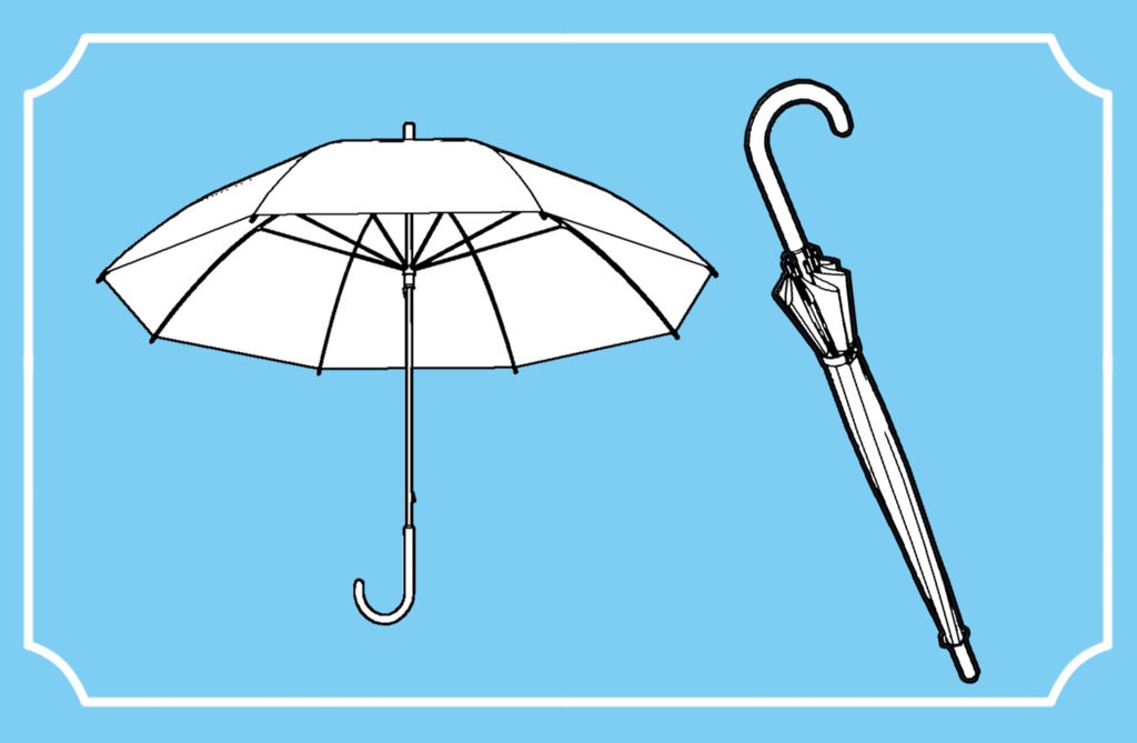 【クリスタ3D素材】ビニール傘 閉じた状態あり