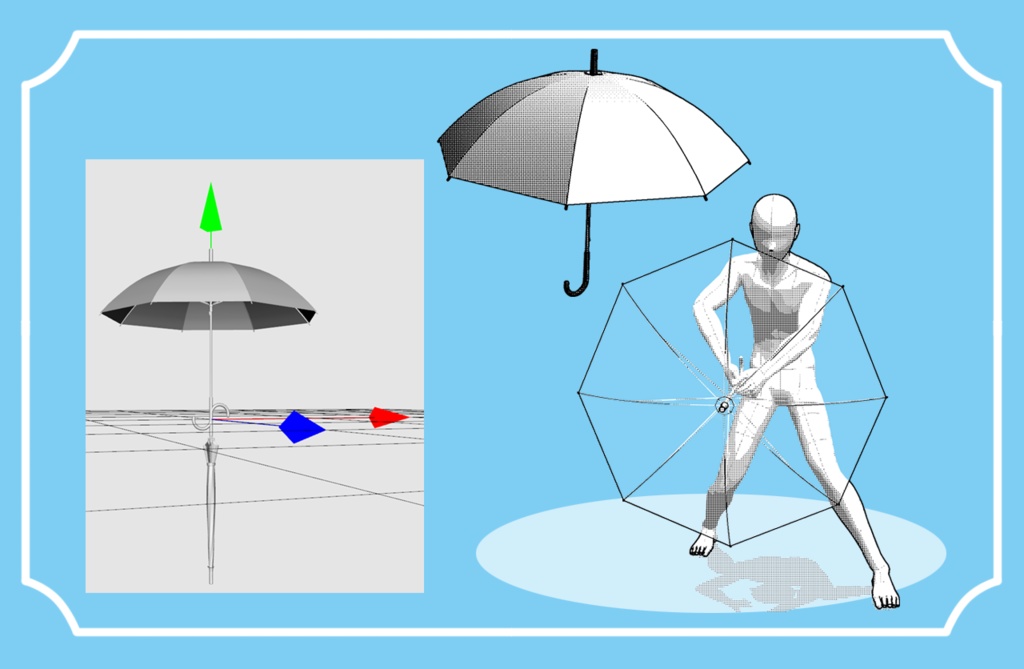【クリスタ3D素材】ビニール傘 閉じた状態あり