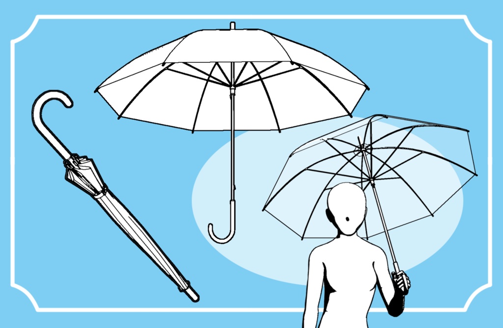 【クリスタ3D素材】ビニール傘 閉じた状態あり