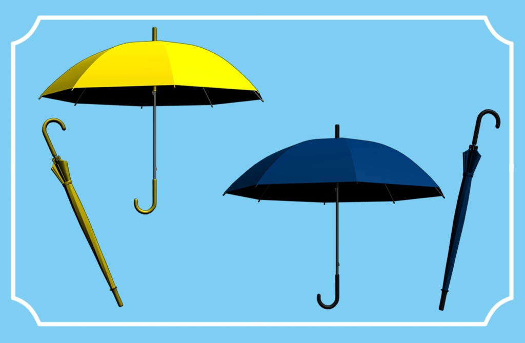 【クリスタ3D素材】ビニール傘 閉じた状態あり