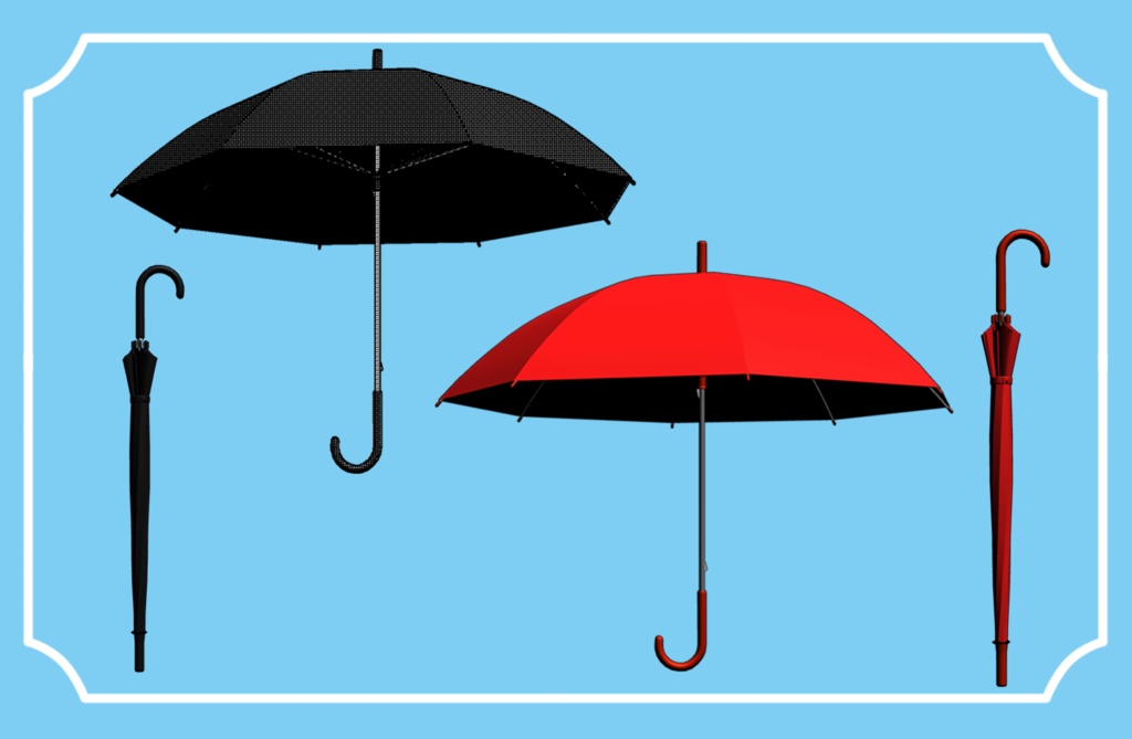 【クリスタ3D素材】ビニール傘 閉じた状態あり