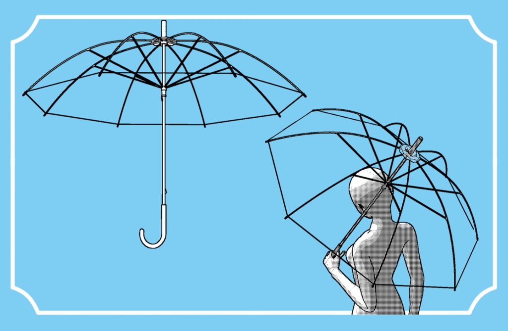 【クリスタ3D素材】ビニール傘 閉じた状態あり