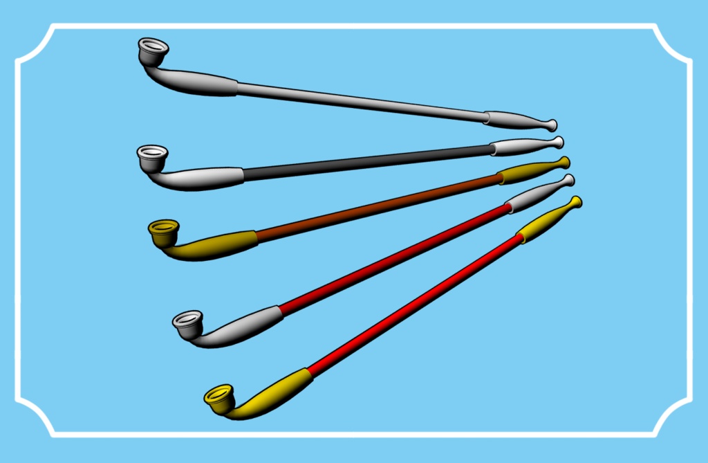 【クリスタ素材】キセルと煙草盆のセット !長キセルおまけ!