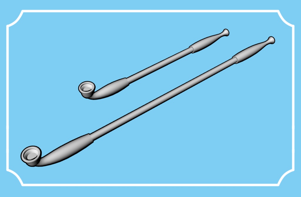 【クリスタ素材】キセルと煙草盆のセット !長キセルおまけ!