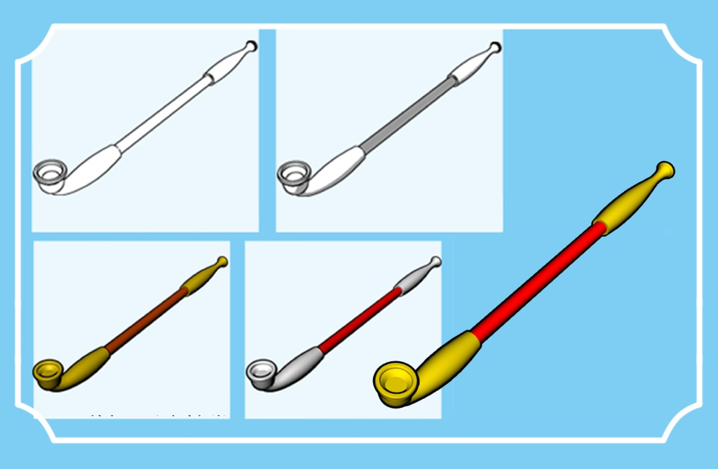【クリスタ素材】キセルと煙草盆のセット !長キセルおまけ!