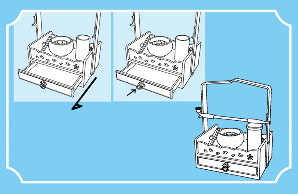 【クリスタ素材】キセルと煙草盆のセット !長キセルおまけ!