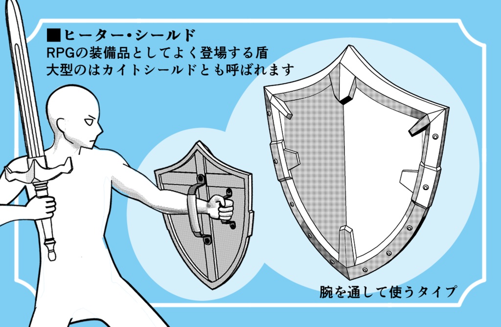 【3D素材集】盾・シールド4種セット shield RPG異世界探索に!
