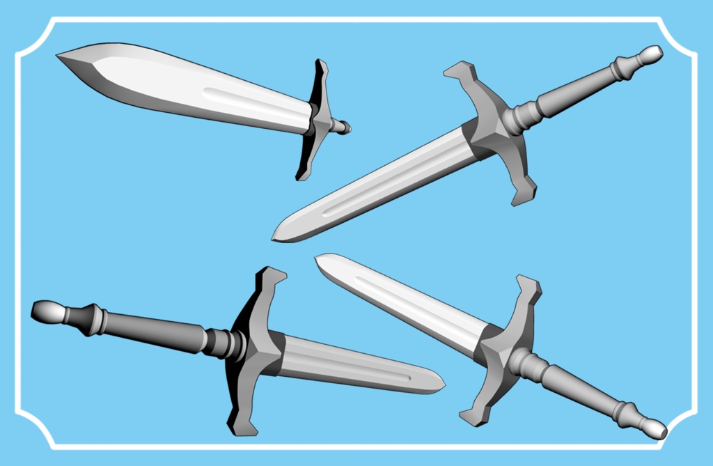 【クリスタ用3D素材】ブロードソード Broadsword 鞘から抜刀できます