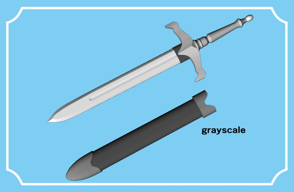 【クリスタ用3D素材】ブロードソード Broadsword 鞘から抜刀できます