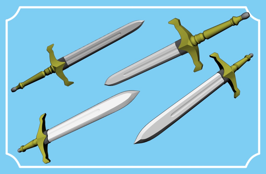 【クリスタ用3D素材】ブロードソード Broadsword 鞘から抜刀できます