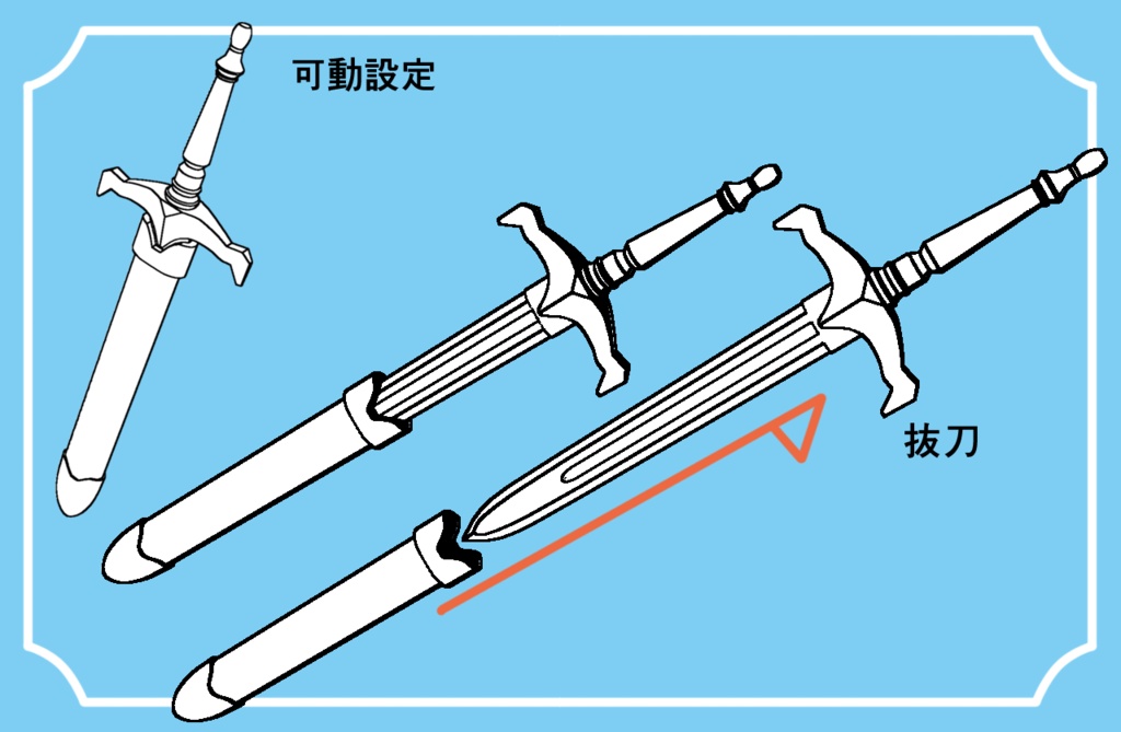 【クリスタ用3D素材】ブロードソード Broadsword 鞘から抜刀できます