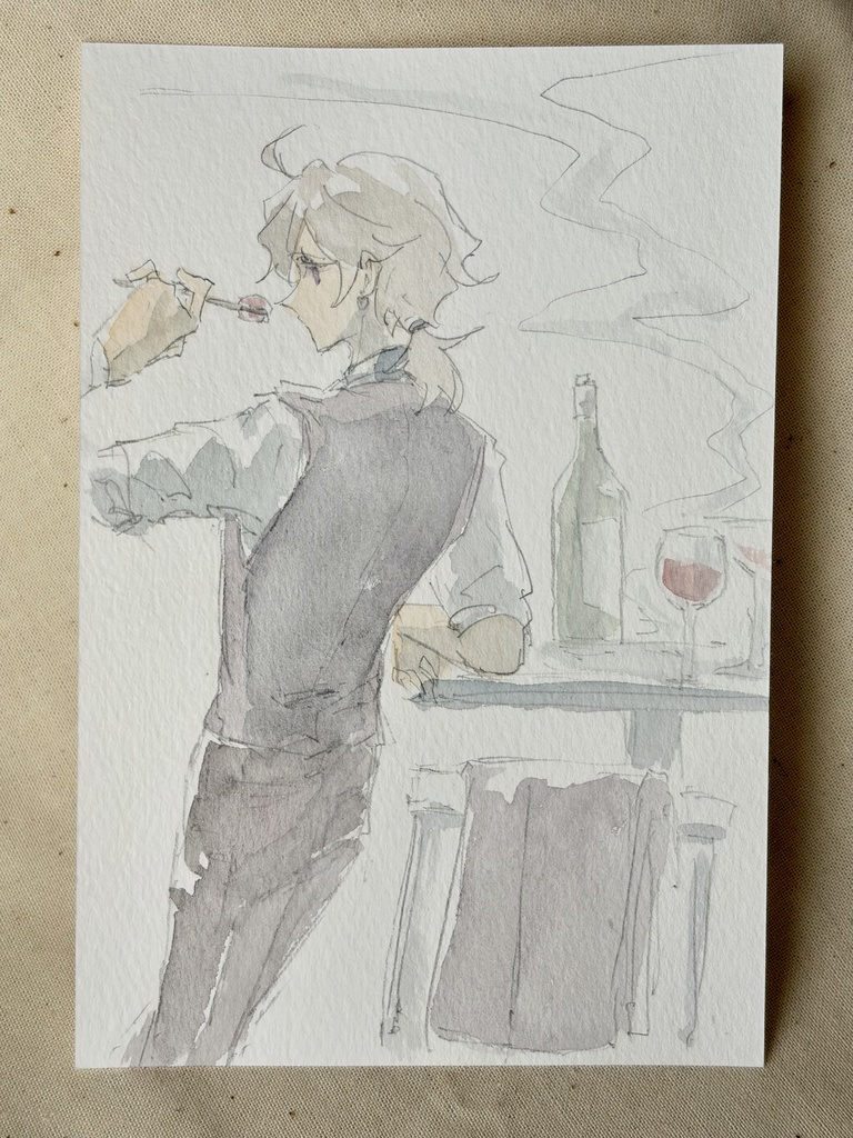 ポストカードサイズの水彩原画