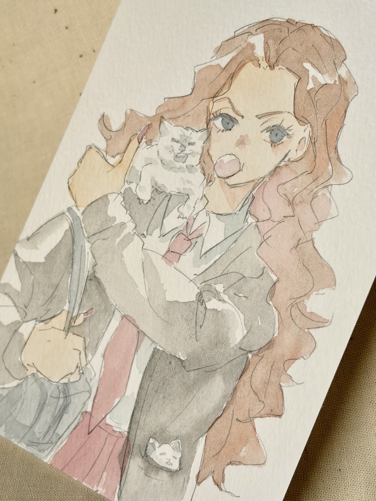 ポストカードサイズの水彩原画