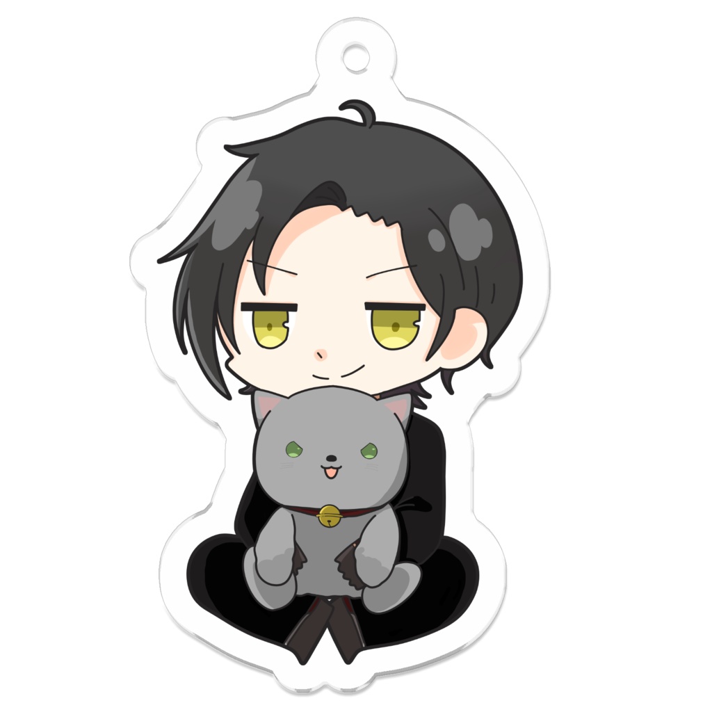 猫抱き吾猫無名 スーツver. アクリルキーホルダー - 50x50mm