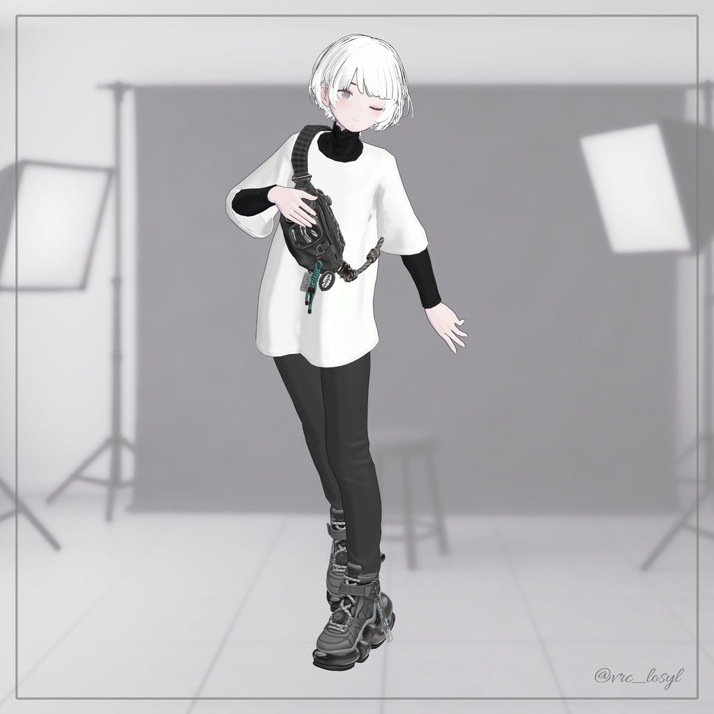 【3D衣装・MA対応】シンプルTシャツ&黒スキニーセット | 改変ベース VRC衣装【Lapwing/マリシア対応】