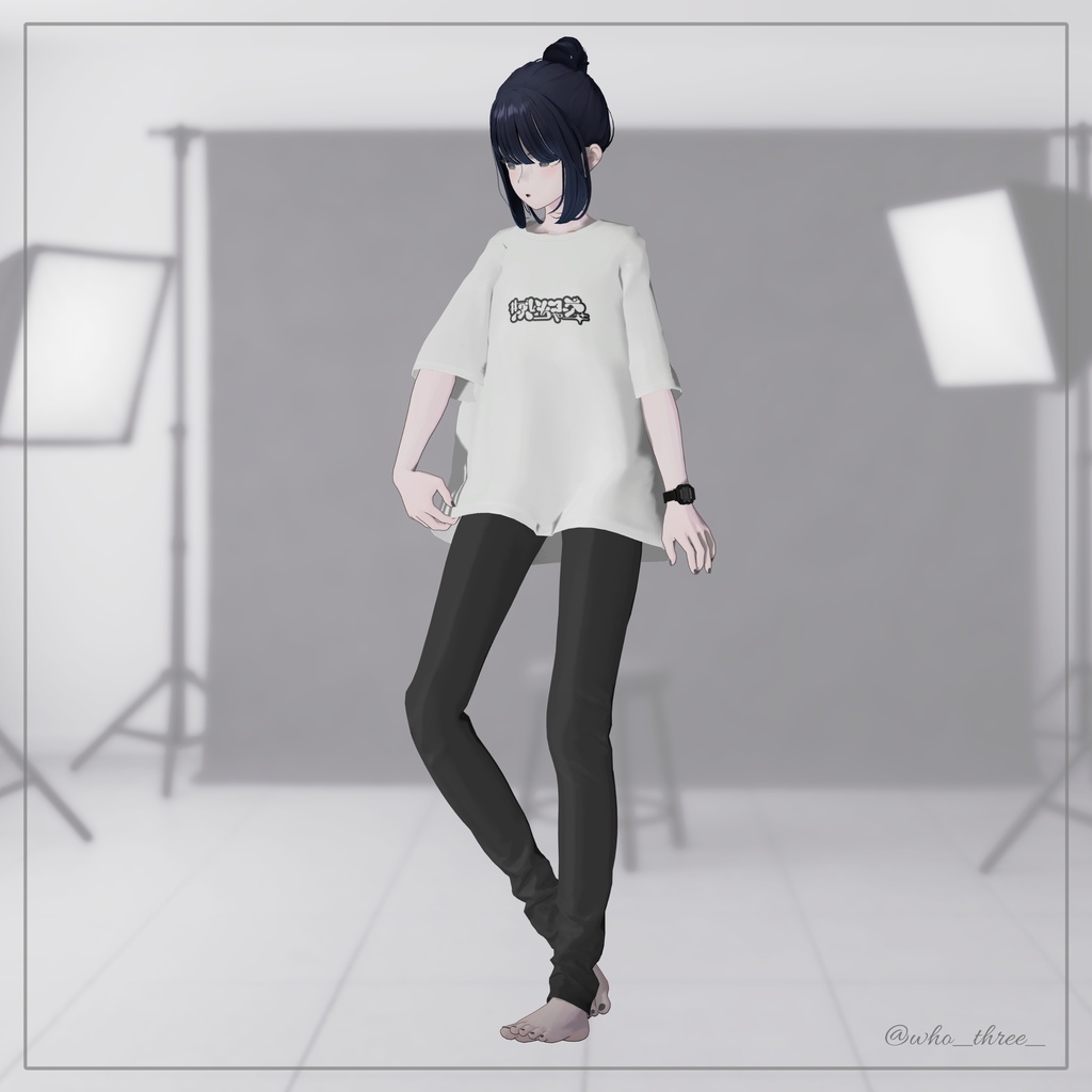 【3D衣装・MA対応】シンプルTシャツ&黒スキニーセット | 改変ベース VRC衣装【Lapwing/マリシア対応】
