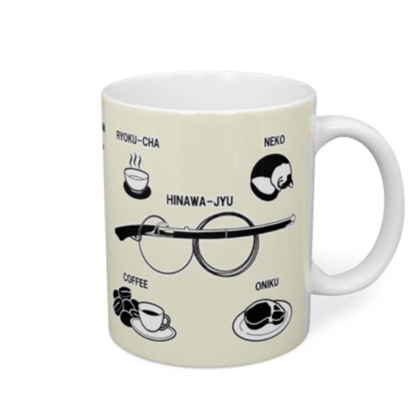火縄銃男子 薄浅葱/鳥の子 マグカップ