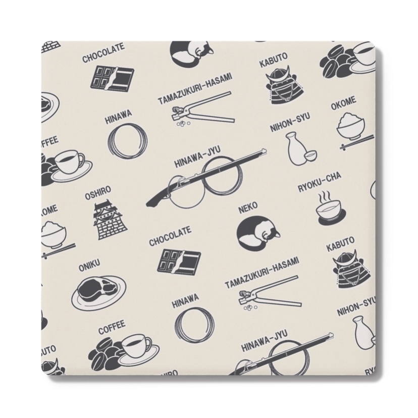 火縄銃男子 薄浅葱/鳥の子 コースター