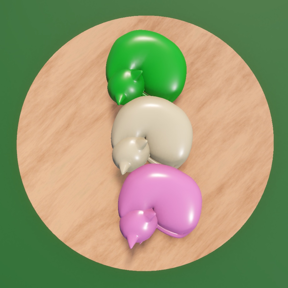 おいしそうな三色ネコ団子【3D】 VRChat向け